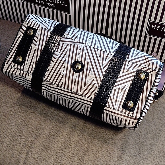 Henri Bendel Disturbed Stripe weekender with lock - Picture 9 of 16
